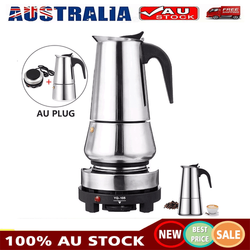 Stainless Steel Espresso Latte Coffee Maker Moka Pot with Electric Stove 450ml