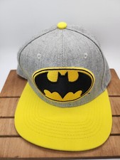 Snapback Hat/Cap- Batman/Dark Knight - Heathered Gray W/ Yellow Bill -See Photos