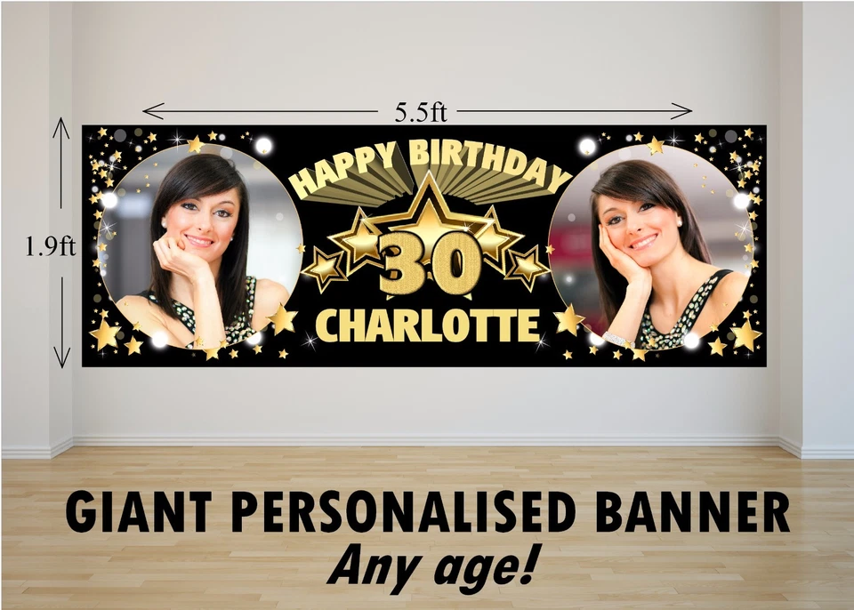 INVITE DESIGNS LTD Personalised GIANT Large Happy Birthday Banner 18th 21st 30th 40th 50th N48