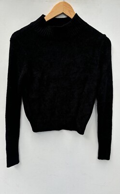 Aritzia Sweater Small Wilfred Chenile Pullover Black High  Neck