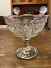 Vintage Clear Glass Footed Compote Candy - Nut Dish
