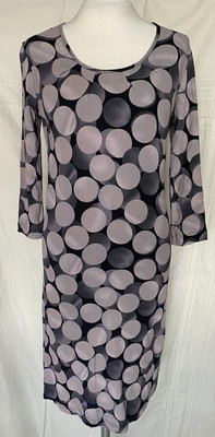 Adini 100% cotton jersey dress 3/4 sleeve unlined printed inverted pleat neck XS