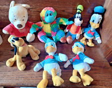 Lot of 7 Disney Friends Plush Stuffed Animals Pooh, Donald Duck, Goofy More