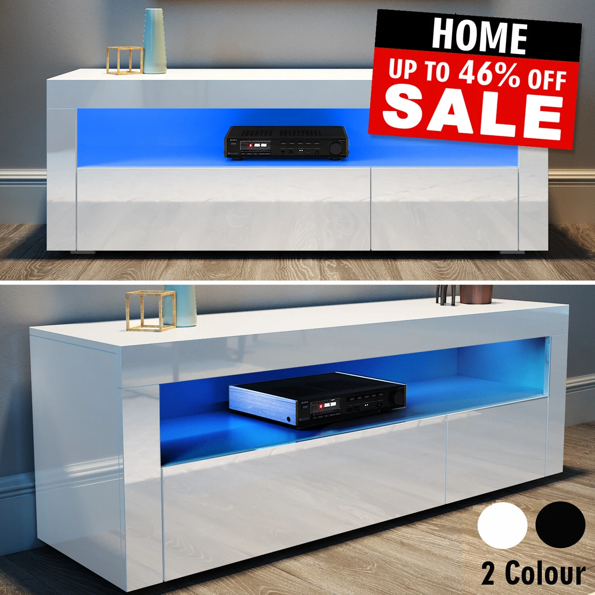 White gloss tv unit 120cm outlet