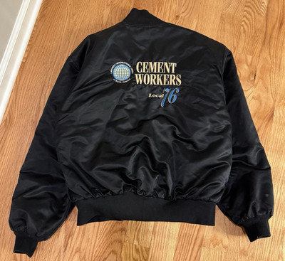 Vintage Cement Workers Union Local 76 Satin Bomber Jacket Size XL USA Birdie