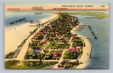 Vintage Pass-A-Grille Beach Florida Linen Postcard Gulf of Mexico