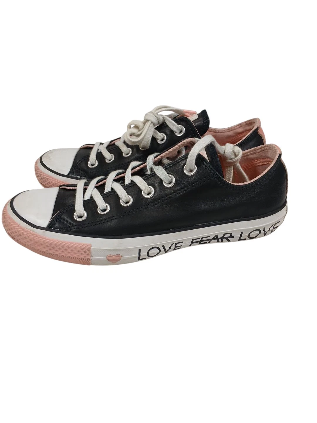 Sneakers basse Converse LOVE FEAR LOVE nere rosa pelle cuori donna tg 8