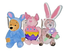 Disney Easter Bunny Winnie Pooh Gopher Piglet Beanies Plush New with Tags Lot /3