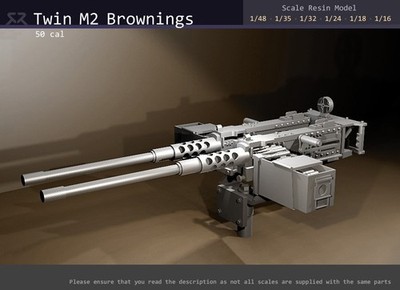 Twin M2 50 cal Browning - 1/48, 1/35, 1/32, 1/24, 1/18, 1/16 Resinmodell