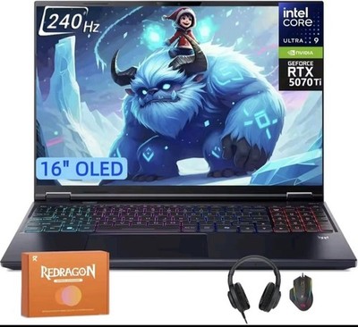 100%New Gaming Laptop 16  OLED 240Hz Intel Core Ultra 9 RTX 5070 Ti RGB Keyboard
