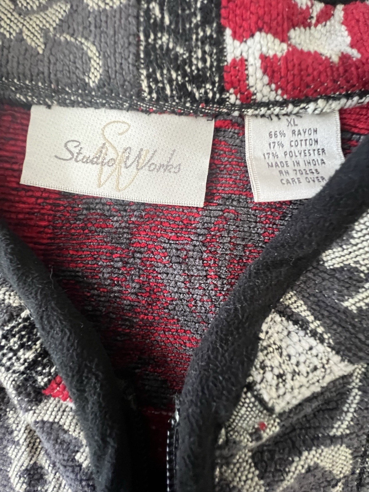 Studio Works Patchwork Zip Front Cardigan Sweater… - image 4