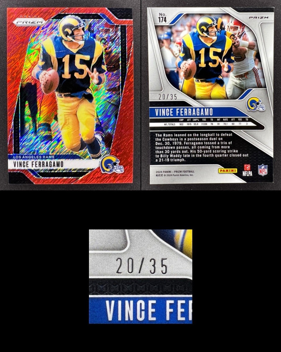2024 Panini Prizm - Vince Ferragamo #174 Red Shimmer Prizm /35 for