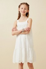 NEW Hayden Girls Scalloped Eyelet Hem Tank Dress Sundress White Adjustable Sz XL