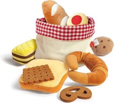 Hape Toddler Bread Basket Soft Pretend Food Playset for Kids, Bread Toy Basket