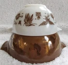 Pyrex Vintage 2 Cinderella Bowls 441 White 442 Brown Early American