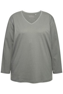 Ulla Popken große Größen Shirt 50+ grau Shirt V Ausschnitt Relaxed Langarm
