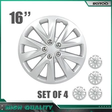 Set of 4 16" Universal Wheel Hub Caps Black & Silver Wheel Cover Wheel Trim Kit