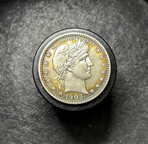 1903 Barber Quarter Uncirculated Details PL Proof Like Details! Toned