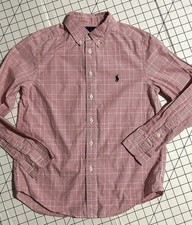 Ralph Lauren Boys Button Down Shirt Long Slv Medium 10-12 Cotton polo EUC