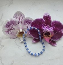 Armband rund perlenbesetzt Blau/Klar Glasperl...