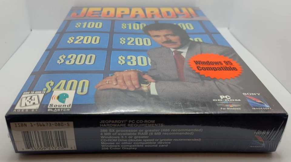 Jeopardy CD-ROM Game for Windows PC 1995 New Sealed Big Box Jeopardy! - Image 4 of 4