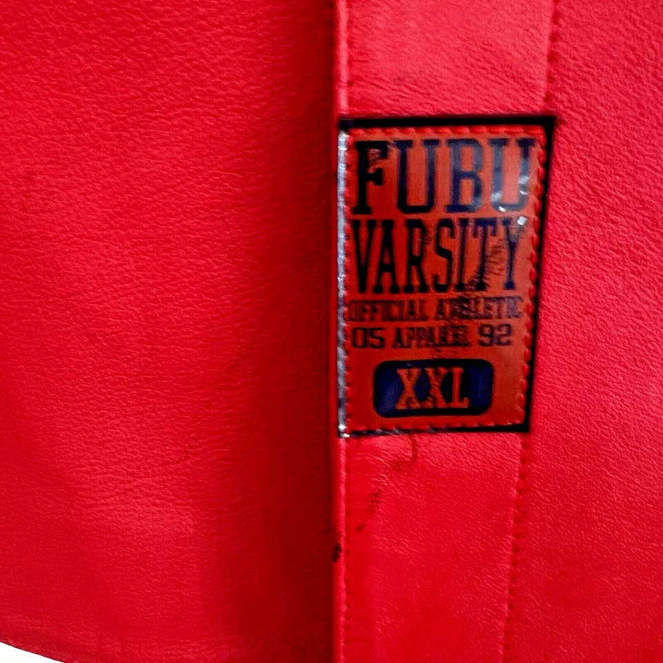 Vintage Extremely RARE FUBU Red Leather Series Collection Jersey Rap Hip Hop - Image 3 of 4