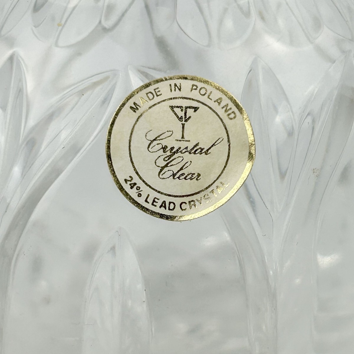 Crystal Clear Poland 24% Lead Crystal Cut Glass Bowl Candle Holder 