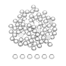 100Pcs Flat Back Round Rhinestones,8mm SS40 White Crystal Rhinestones