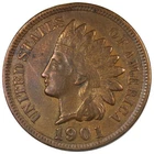 1901 Indian Head Cent AU+ ALMOST UNC Circulated Cleaned Condition A2594
