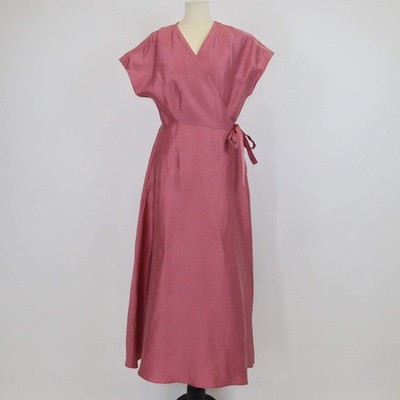 Weekend MaxMara Maxikleid dunkelrosa Leinen & Seide Luisa Wickeloptik