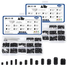 1000pcs Metric + SAE Set Screw Assortment Kit Internal Hex Drive Cup-Point Al...