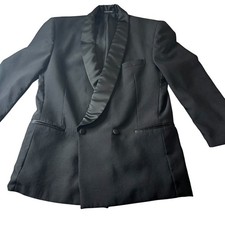 Vito Rufolo Made in Italy Mens Black Two Button Tuxedo Blazer Jacket Shawl Lapel