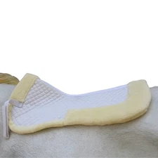 Horse English Quilted SADDLE Half Pad Correction Wither Relief Faux Fur White