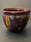 Nice Brush McCoy Greek Key Design Majolica Planter Jardiniere Brown Drip Glaze