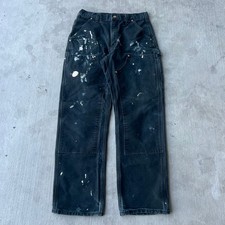 Vintage Y2K Carhartt black painted double knee work wear carpenter pants
