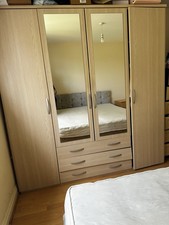 Oak-effect IKEA four-door mirrored wardrobe  For sale!