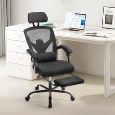 iPower Office Computer Desk Chair, Ergonomic High-Back Mesh Black With Footrest