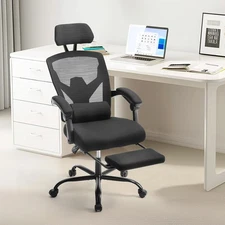 iPower Office Computer Desk Chair, Ergonomic High-Back Mesh Black With Footrest