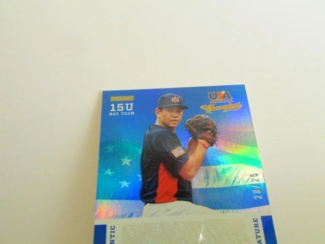 2013 Panini USA Baseball Champions Kyle Robeniol Auto Mirror Blue /25 #58 - Image 2 of 4