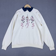 Vintage Fruit of the Loom Women's XL Sweatshirt Birds Floral USA Made Cottage