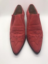 Botines vaqueros vintage Nine West de cuero rojo para mujer 6 6,5