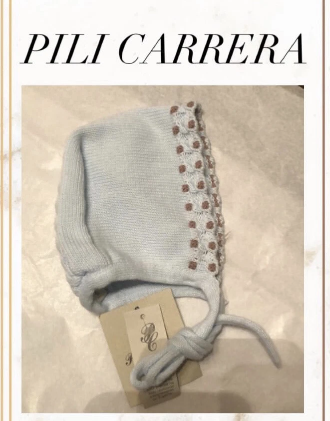Pili Carrera Baby Light Blue Bonnet Infant Hat NWT Size S