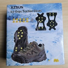 SNOW/ICE GRIP TRACTION CLEATS - 10 STUDS & STRAP FASTENING - SIZE LARGE/UK 7-9