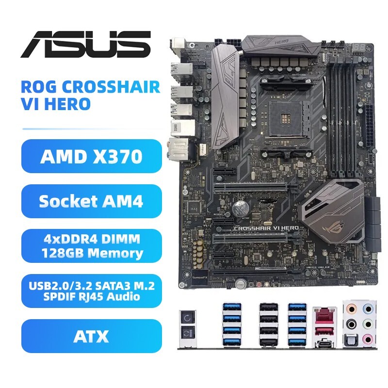 AM4 Motherboard ASUS ROG CROSSHAIR VI HERO AMD X370 DDR4 for 3/2/1st Ryzen  3/5/7