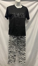 Women’s Pj Black Top & Zebra Print Pj Pants • Size M
