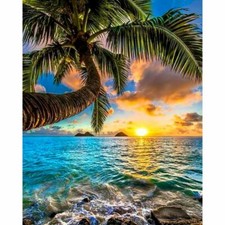 Paint By Numbers Adults kids Sunrise On Ocean DIY Painting Kit 40x50CM Canvas