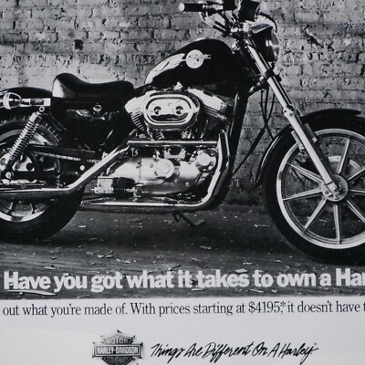 1988 Harley Davidson Sportster 883 Vintage Original Print Ad 8.5 x