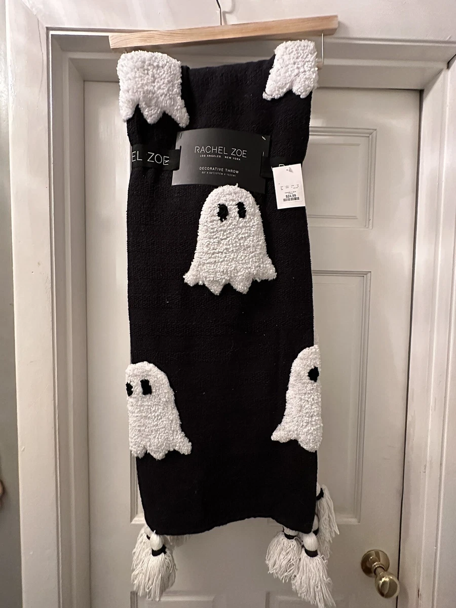 1 NWT Rachel Zoe Black Ghost Blanket Throw Halloween