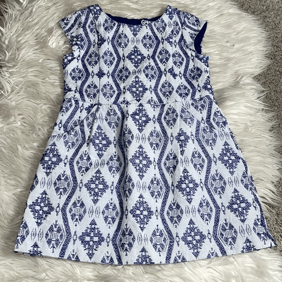 Genuine kids from Oshkosh Dress Girls Size 5T Jacquard Color Blue/Silver/White - Image 2 of 4