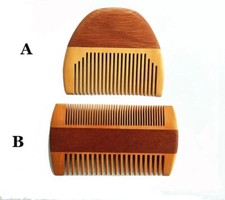 Customized LOGO-Dual Action two sides Sandalwood Wood Beard Comb Dual Sided Men